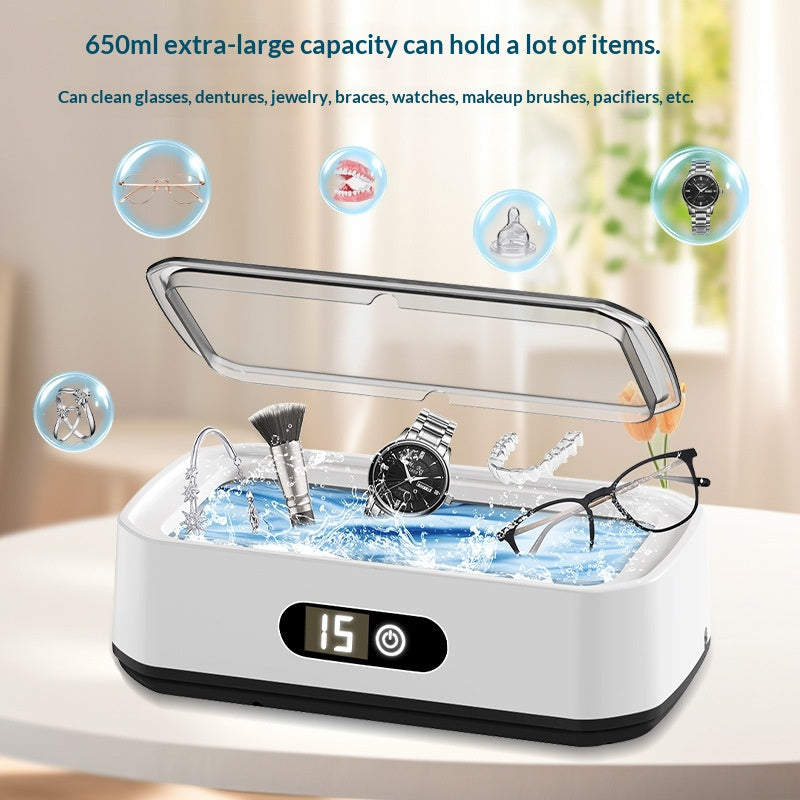 High-Capacity 49 KHz Ultrasonic Eyeglass Cleaner – 501–700ml Digital LED Display with Adjustable Temperature