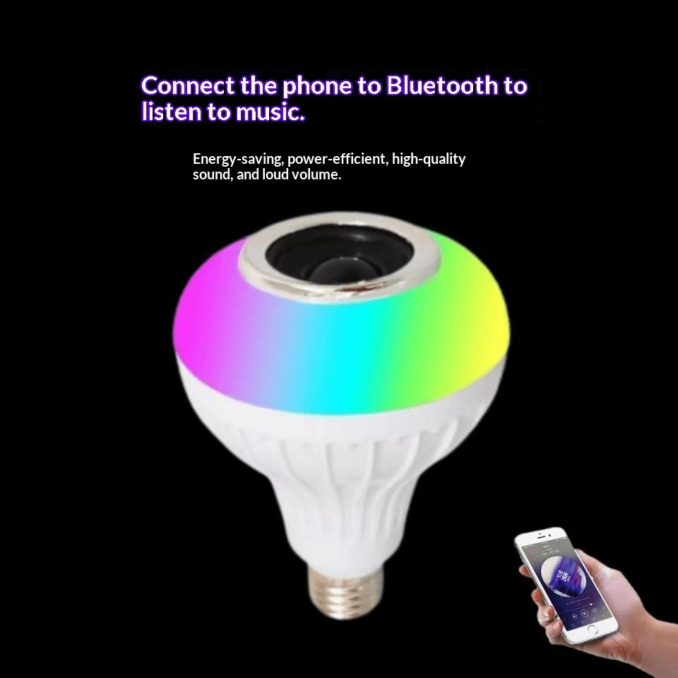 LED Bluetooth Speaker Bulb E27, Colorful RGB Wireless Smart Light, Remote Control Music Bulb