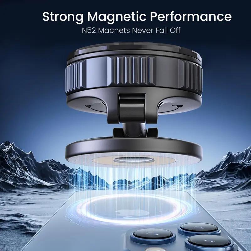 Magnetic Vacuum Phone Holder – Foldable Adjustable Car Mount with Strong Suction