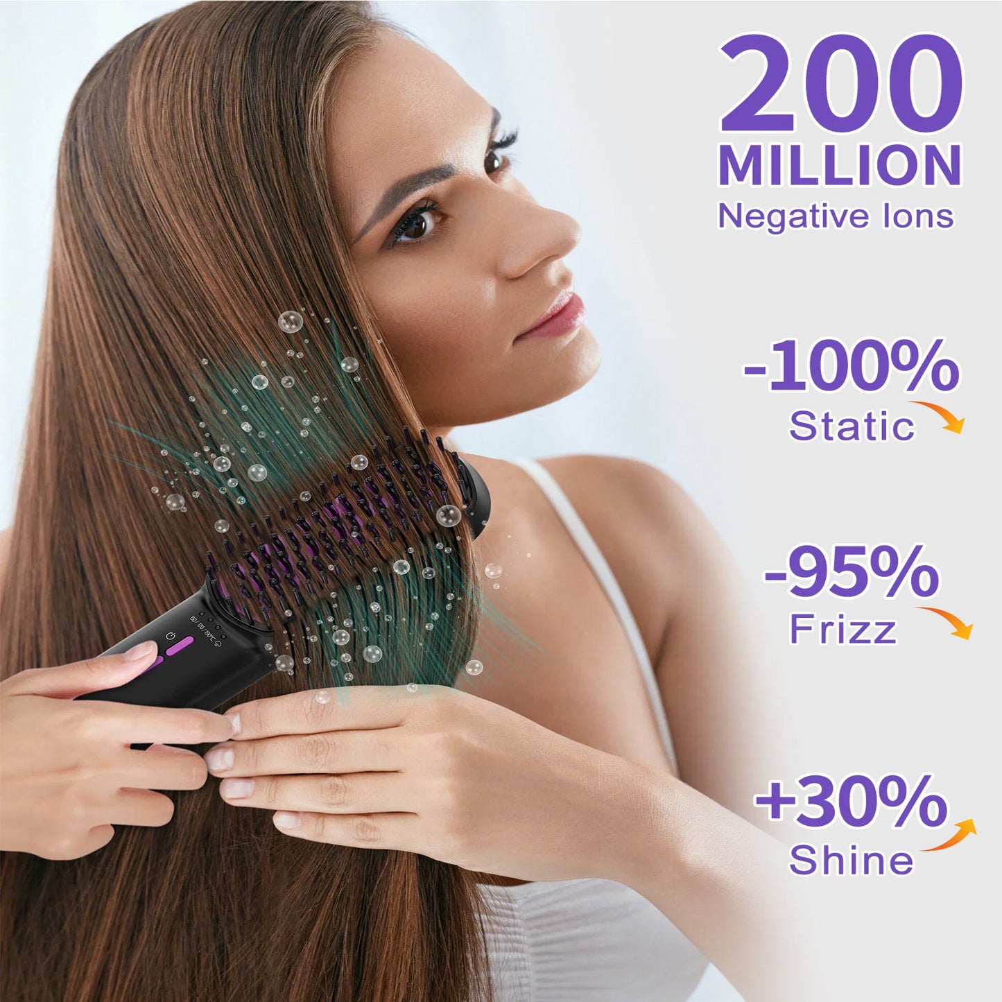 Steam Hair Straightener Brush β Ionic Anti-Frizz Heated Straightening Comb with Ceramic Teeth