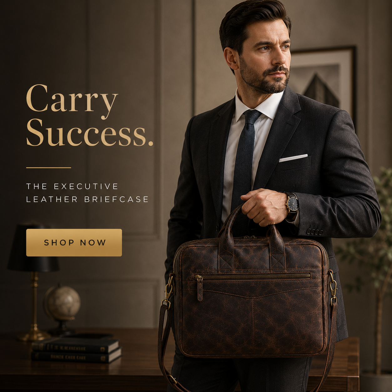 Vintage Brown Executive Briefcase | 100% Genuine Leather