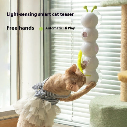Interactive Teasing Cat Toy with Tail, Motion-Activated Rechargeable Kitten Toy