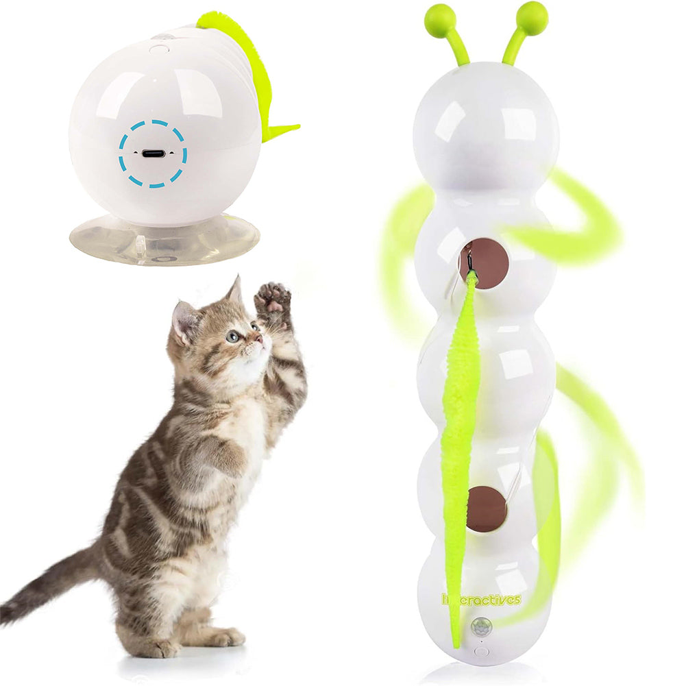 Interactive Teasing Cat Toy with Tail, Motion-Activated Rechargeable Kitten Toy