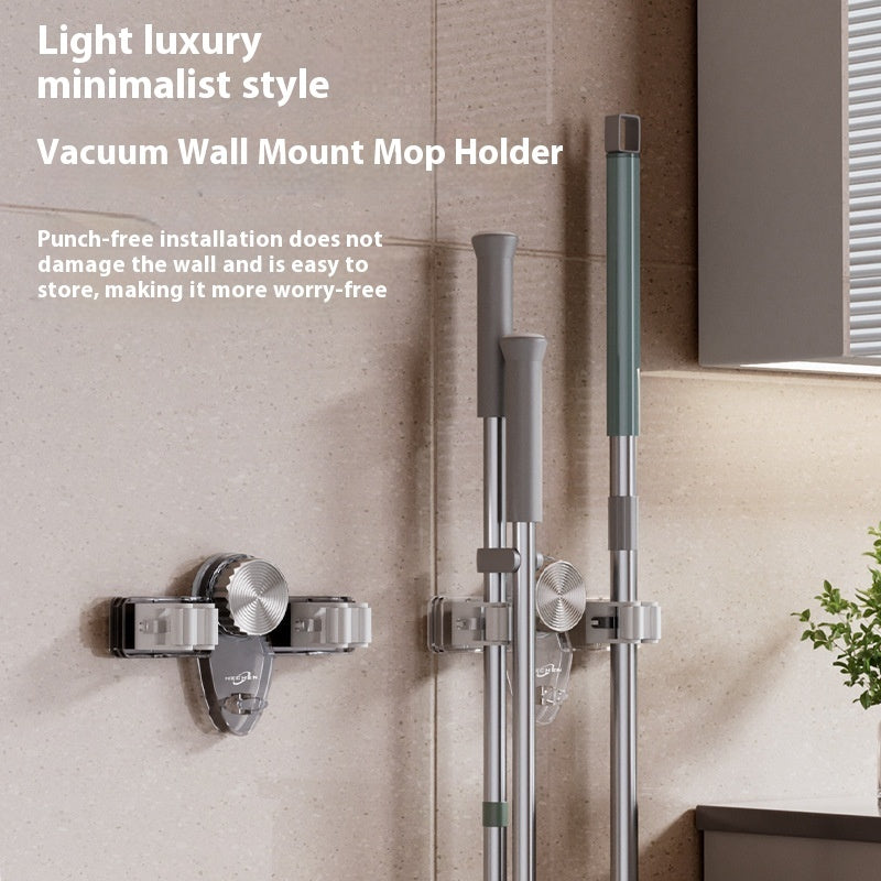 Suction Cup Broom Holder & Mop Hanger – Punch-Free Wall Mount Organizer