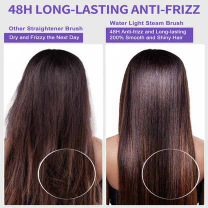 Steam Hair Straightener Brush – Ionic Anti-Frizz Heated Straightening Comb with Ceramic Teeth