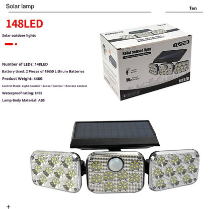 Solar 148LED Integrated Sensor Wall Lamp, Solar Motion Activated Outdoor Wall Light