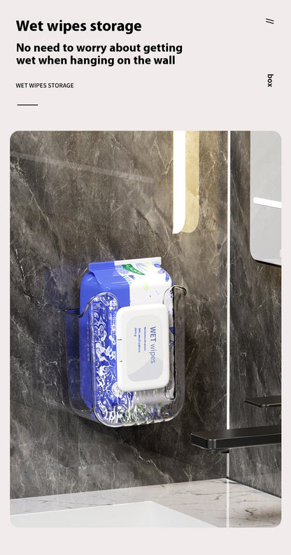 Punch-Free Wall Mounted Wipes Storage Box – Modern Multi-Purpose Tissue Holder