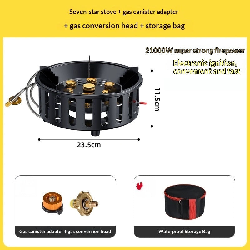 Portable Cassette Stove for Outdoor Cooking, All-in-One Gas Stove, Black Cartridge Stove for Camping, Hiking & Picnics