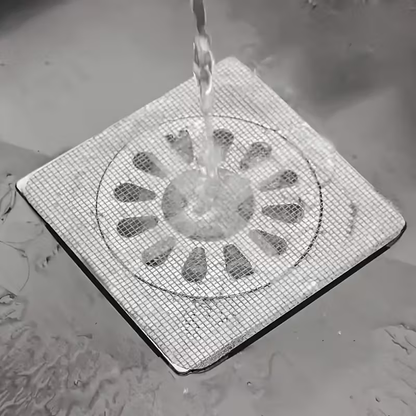 Disposable Self-Adhesive Floor Drain Sheet | Anti-Hair, Anti-Insect & Anti-Block Filter Cover