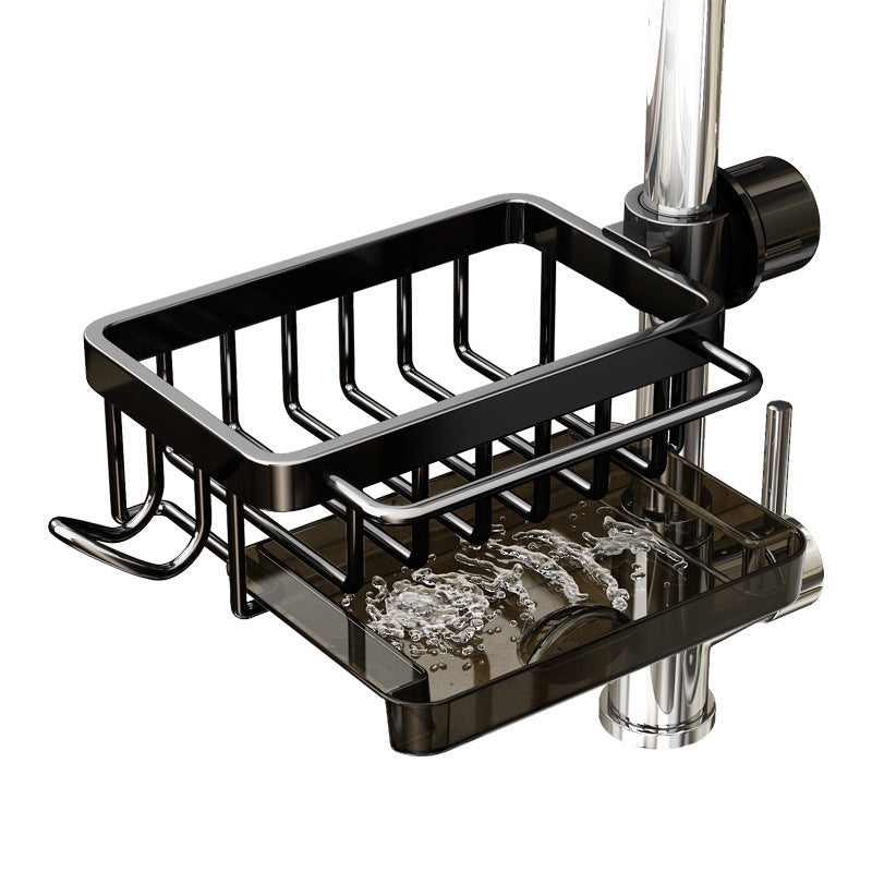 Rotatable Aluminum Faucet Sink Organizer – Drain Basket Rack