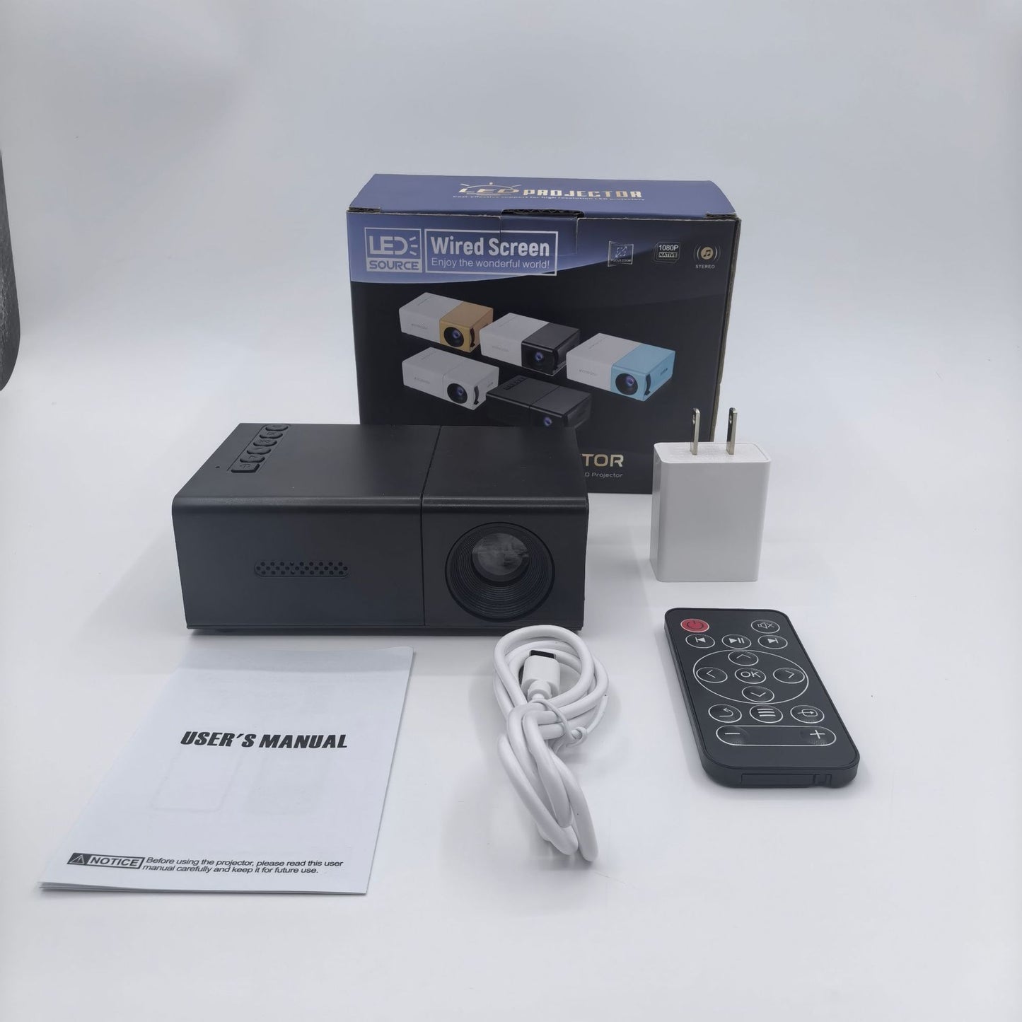 Mini Portable Home Projector, 320x240 Resolution, Compact Movie Projector, USB-Powered with Remote
