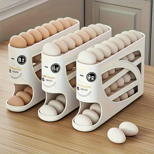Rolling Slide Egg Storage Box – Refrigerator Organizer 4-Layer