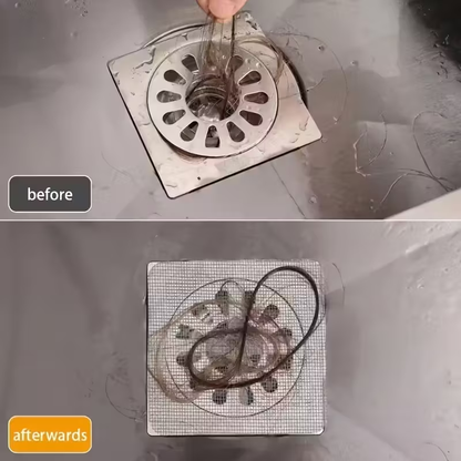 Disposable Self-Adhesive Floor Drain Sheet | Anti-Hair, Anti-Insect & Anti-Block Filter Cover