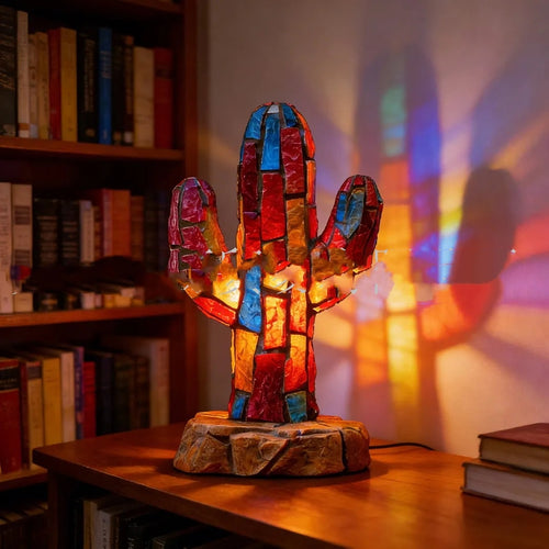 Handmade Colorful Resin Mosaic Lamp – Fish, Deer, Cactus, Snail | Modern Minimalist Home Décor