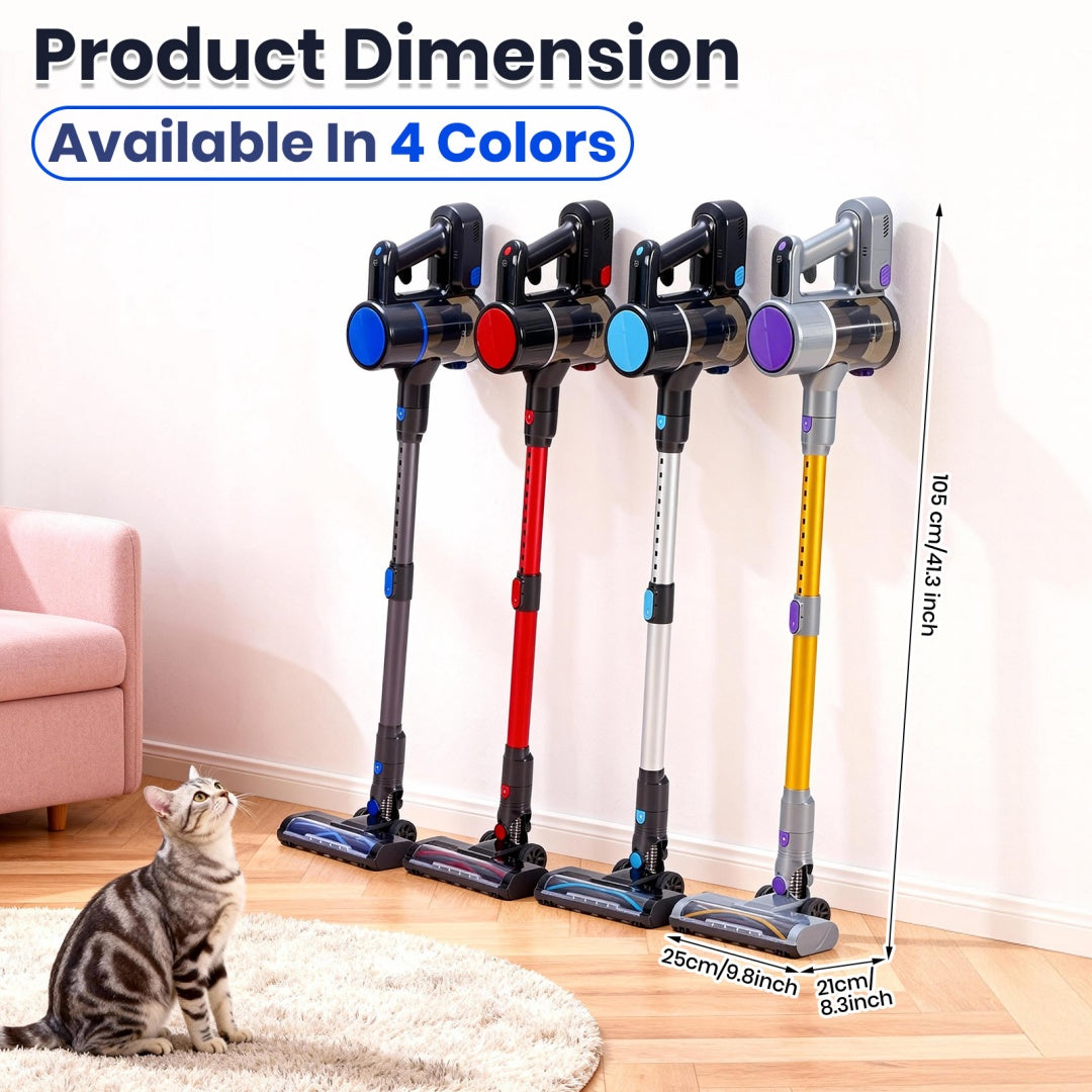 Cordless Stick Vacuum Cleaner – Lightweight Rechargeable Vacuum with LED Light