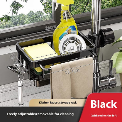 Rotatable Aluminum Faucet Sink Organizer – Drain Basket Rack