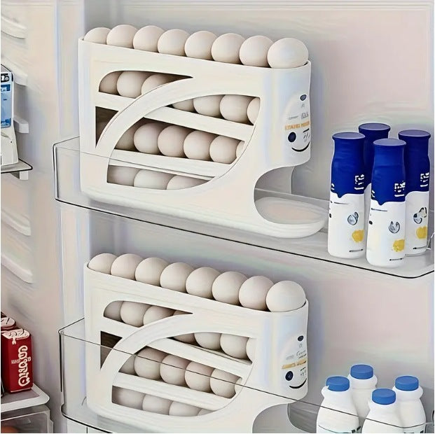 Rolling Slide Egg Storage Box – Refrigerator Organizer 4-Layer