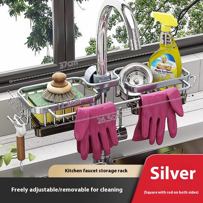 Rotatable Aluminum Faucet Sink Organizer – Drain Basket Rack