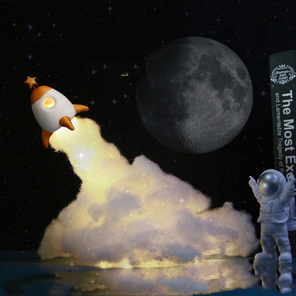 Creative LED Astronaut Rocket Night Light DIY Desk Lamp for Kids & Students
