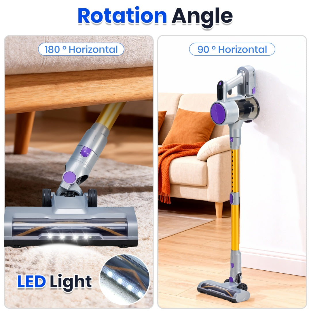 Cordless Stick Vacuum Cleaner – Lightweight Rechargeable Vacuum with LED Light