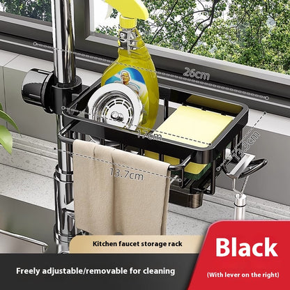 Rotatable Aluminum Faucet Sink Organizer – Drain Basket Rack