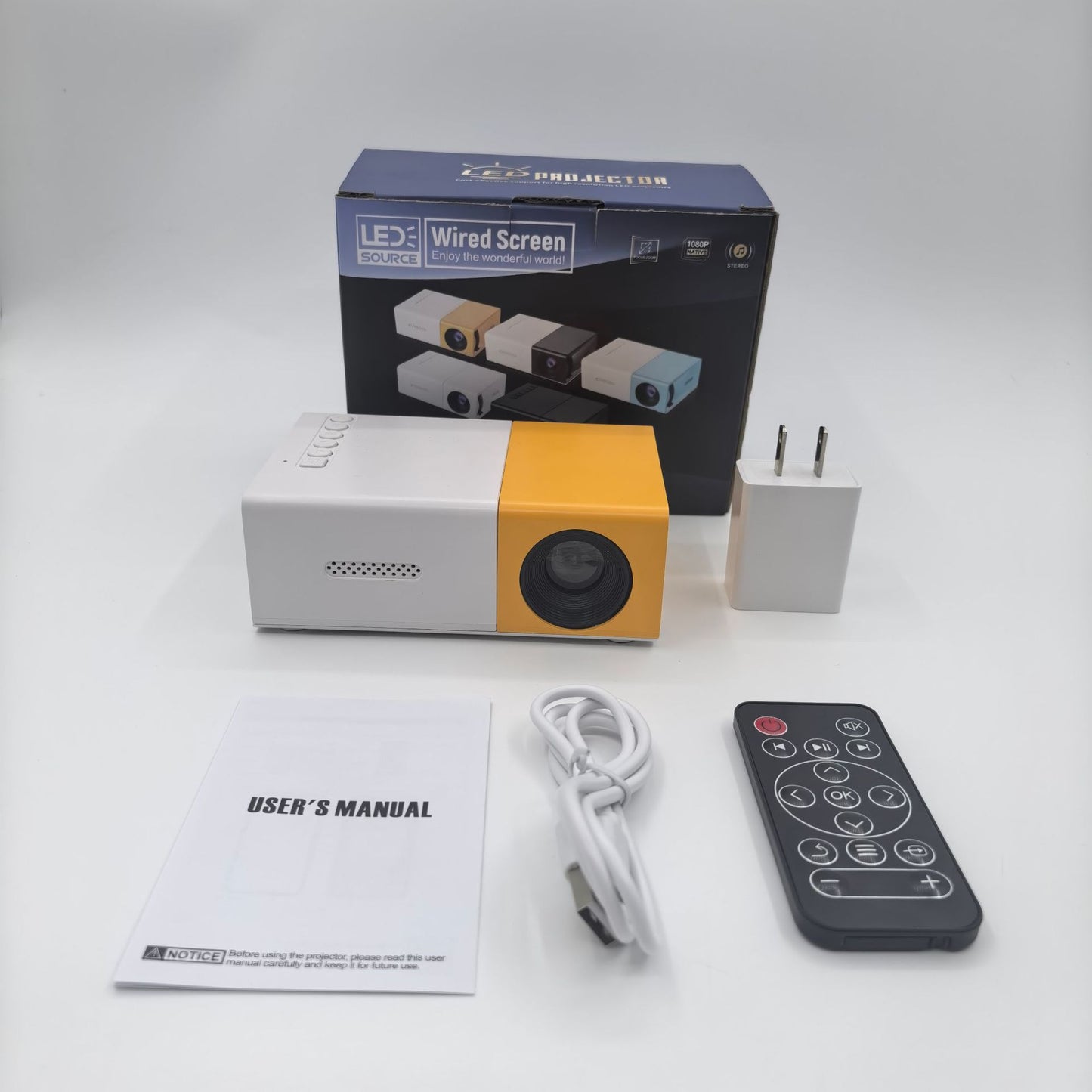 Mini Portable Home Projector, 320x240 Resolution, Compact Movie Projector, USB-Powered with Remote