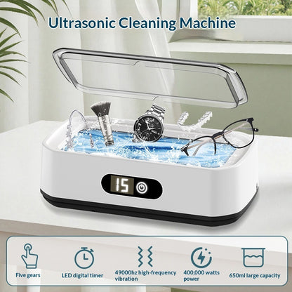 High-Capacity 49 KHz Ultrasonic Eyeglass Cleaner – 501–700ml Digital LED Display with Adjustable Temperature