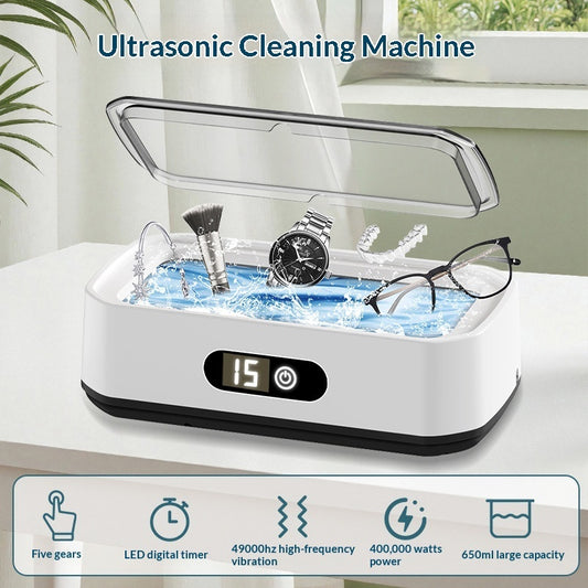 High-Capacity 49 KHz Ultrasonic Eyeglass Cleaner – 501–700ml Digital LED Display with Adjustable Temperature