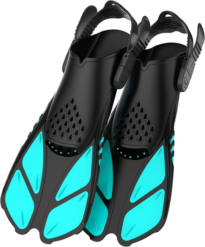 Professional Snorkeling Fins for Men & Women, High-Elasticity Adjustable Short Flippers, Durable Swim Fins