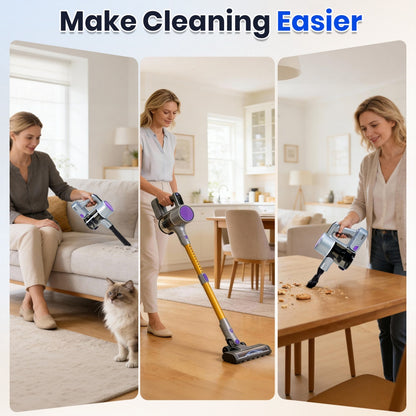 Cordless Stick Vacuum Cleaner – Lightweight Rechargeable Vacuum with LED Light