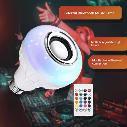 LED Bluetooth Speaker Bulb E27, Colorful RGB Wireless Smart Light, Remote Control Music Bulb