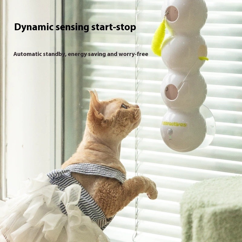 Interactive Teasing Cat Toy with Tail, Motion-Activated Rechargeable Kitten Toy