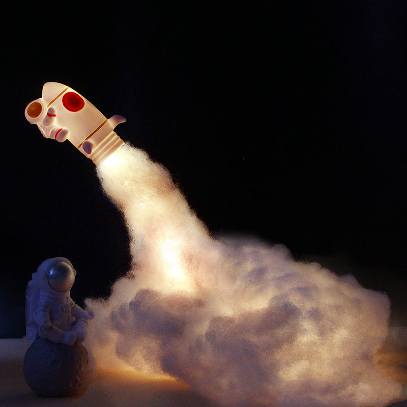 Creative LED Astronaut Rocket Night Light DIY Desk Lamp for Kids & Students