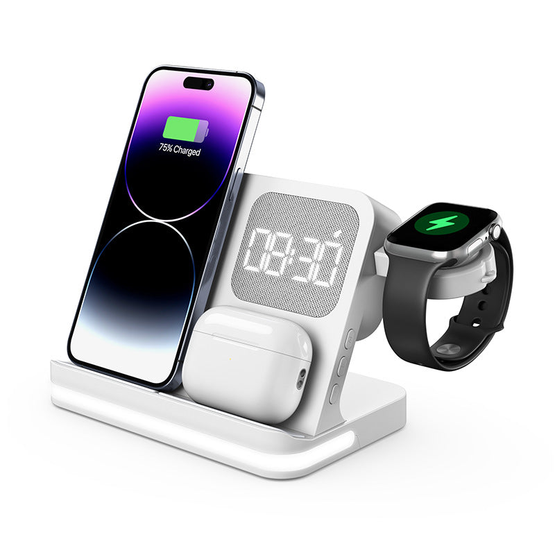 Smarter Wecker mit kabellosem Ladegerät – 7-in-1 Ladestation für Telefon, Uhr und Ohrhörer