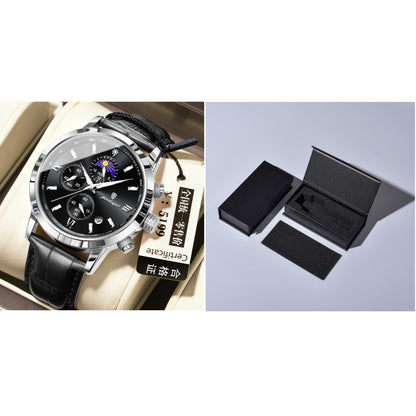 Men’s Moon Phase Watch with Multi-Function Chronograph, Alloy Case, 30M Water Resistant