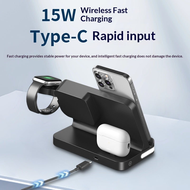 Smarter Wecker mit kabellosem Ladegerät – 7-in-1 Ladestation für Telefon, Uhr und Ohrhörer