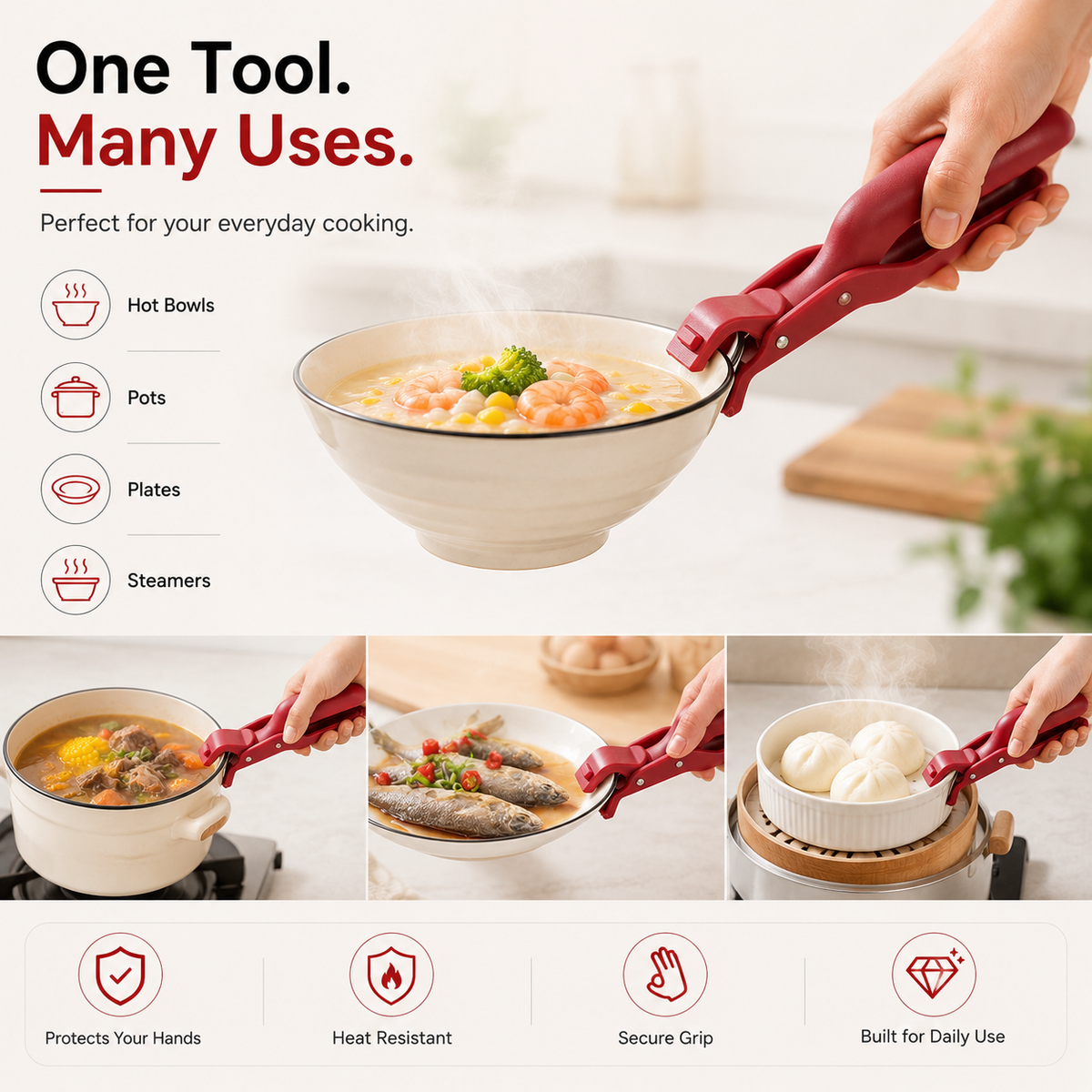 Multi-Purpose Household Silicone Anti-Scalding Kitchen Clip