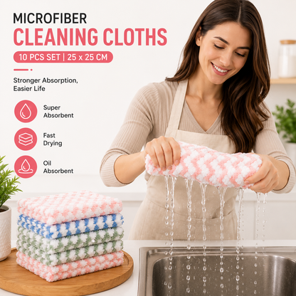 10PCS Ultra Absorbent Reusable Non-linting Kitchen Cleaning Cloths