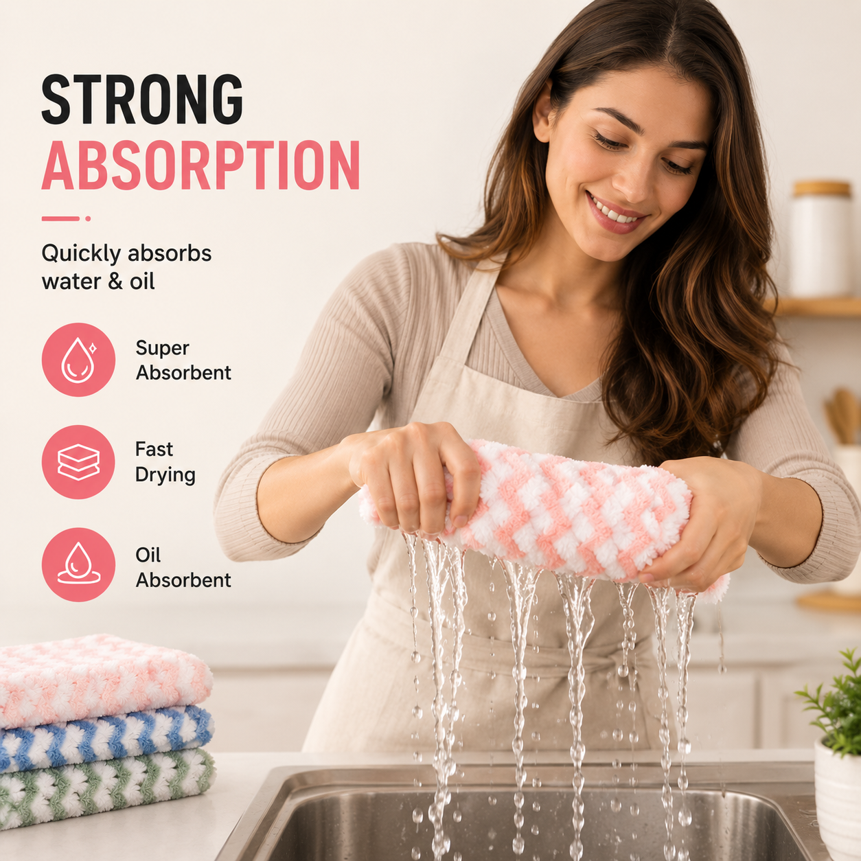 10PCS Ultra Absorbent Reusable Non-linting Kitchen Cleaning Cloths