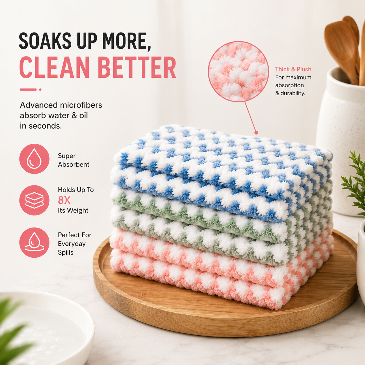 10PCS Ultra Absorbent Reusable Non-linting Kitchen Cleaning Cloths