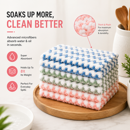 10PCS Ultra Absorbent Reusable Non-linting Kitchen Cleaning Cloths