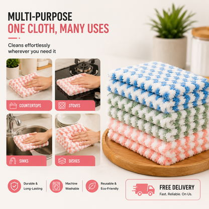 10PCS Ultra Absorbent Reusable Non-linting Kitchen Cleaning Cloths