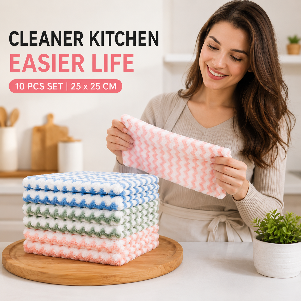 10PCS Ultra Absorbent Reusable Non-linting Kitchen Cleaning Cloths