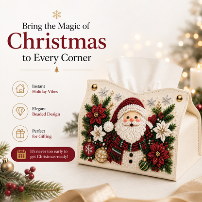 Christmas Elegance – Decorative Beaded Tissue Box Cover