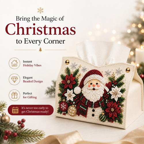 Christmas Elegance – Decorative Beaded Tissue Box Cover
