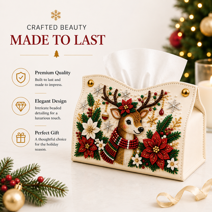 Christmas Elegance – Decorative Beaded Tissue Box Cover
