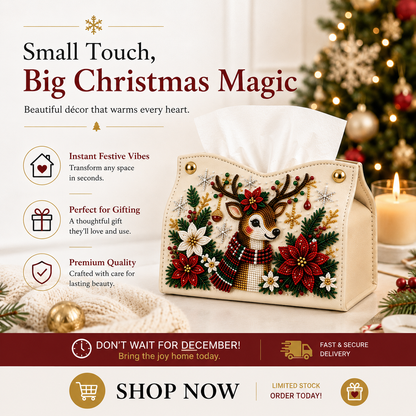 Christmas Elegance – Decorative Beaded Tissue Box Cover