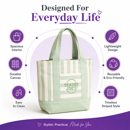2026 Multi-Purpose Striped Canvas Mini Tote Set (4-Pack)