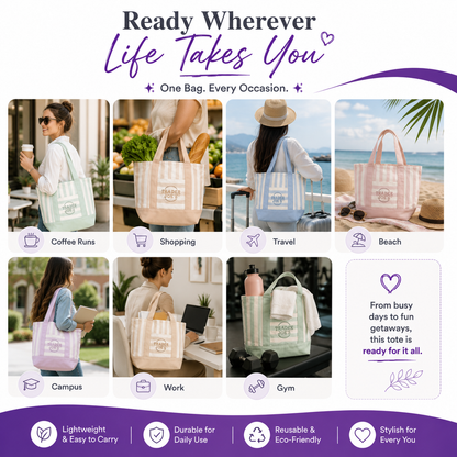 2026 Multi-Purpose Striped Canvas Mini Tote Set (4-Pack)