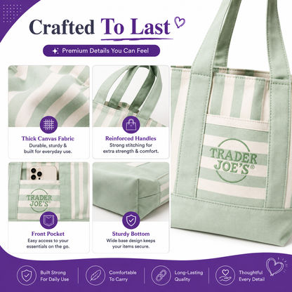 2026 Multi-Purpose Striped Canvas Mini Tote Set (4-Pack)
